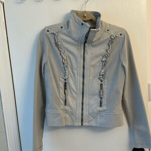 Blue jacket with ruffles